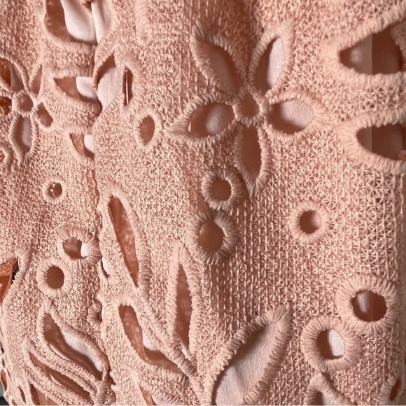 Dee Elly Floral Eyelet Halter Dress - Peach / Pale Coral / Size Small - Picture 11 of 15